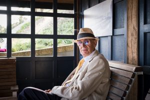 moody portrait of wedding guest
